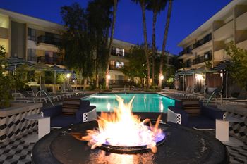 The Plaza at Sherman Oaks pool side fire pit